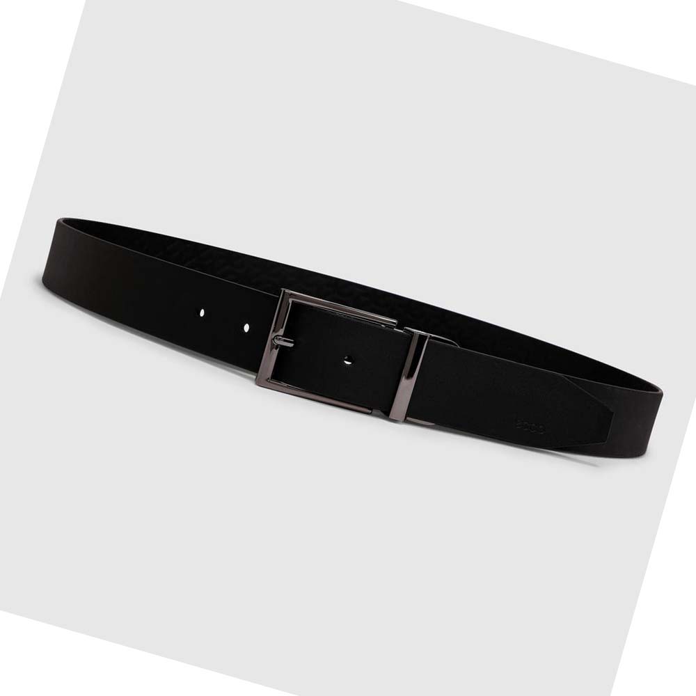 Men's Ecco Italian Reverse Belts Black | Canada 812UZG